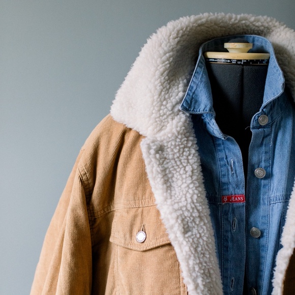 Calvin Klein - Corduroy & Sherpa Tan Trucker Jacket - Men's XL - Picture 9 of 9